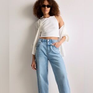 Quince high rise cropped wide leg jeans